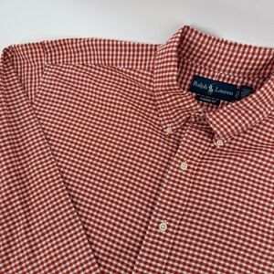 Ralph Lauren Mens Classic Fit Gingham Button Down Shirt Red White Tall L